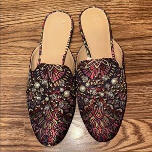 a new day Embellished Black and Red Mules